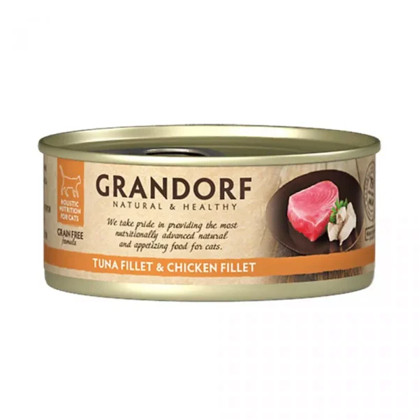 GD-Cat - Tuna Fillet & Chicken Breast -70g/ Grandorf вологий корм для котів,філе тунця з курячою грудкою 70г