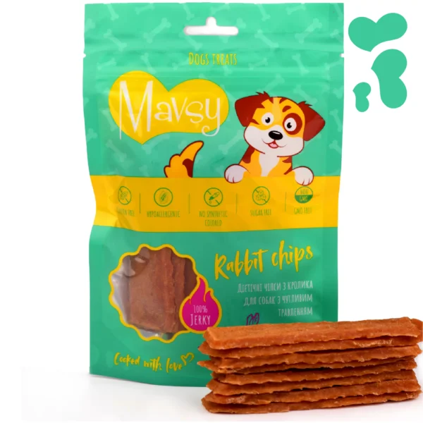 Mavsy-Dried Rabbit Chip, 100 g / Дієтичні чіпси з кролика для собак з чутливим травленням для собак, 100 г Mavsy-Dried Rabbit Chip, 100 g / Дієтичні чіпси з кролика для собак з чутливим травленням для собак, 100 г
