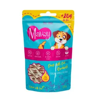 Mavsy-Duck with Cod Sandwich, 120 g / Сендвіч качка з тріскою для собак, 120 г Mavsy-Duck with Cod Sandwich, 120 g / Сендвіч качка з тріскою для собак, 120 г