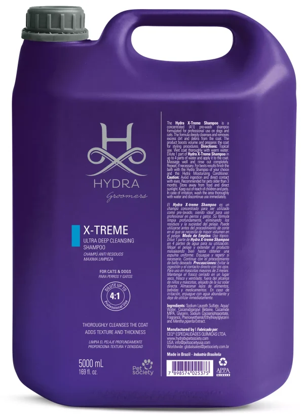 Hydra GROOMERS X-Treme Ultra Deep Cleansing Shampoo — Шампунь для глибокого очищення та знежирення шерсті собак та котів 5 л Hydra GROOMERS X-Treme Ultra Deep Cleansing Shampoo — Шампунь для глибокого очищення та знежирення шерсті собак та котів 5 л