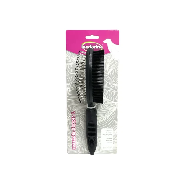 Inodorina Double Dog Brush — Щітка двостороння для собак та котів, L Inodorina Double Dog Brush — Щітка двостороння для собак та котів, L