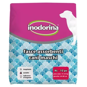 Inodorina Fasce Assorbenti — Гігієнічний абсорбуючий пояс для кобелів з індикатором вологості, 12 шт., розмір XL Inodorina Fasce Assorbenti — Гігієнічний абсорбуючий пояс для кобелів з індикатором вологості, 12 шт., розмір XL