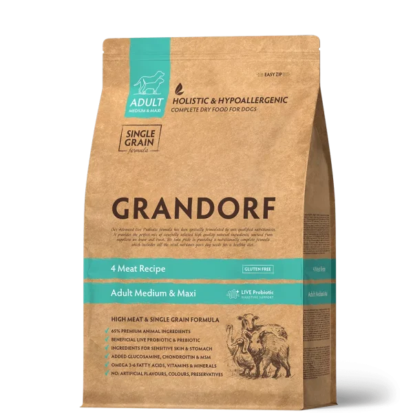 GD Dog Medium & Maxi 4 Meat 10 кг/ Грандорф 4 вида м’яса для середніх та крупних порід 10 кг GD Dog Medium & Maxi 4 Meat 10 кг/ Грандорф 4 вида м’яса для середніх та крупних порід 10 кг