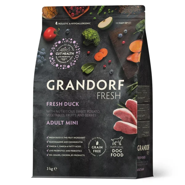 GD FRESH ADULT DOG MINI DUCK & SWEET POTATO 3 KG/ Грандорф фреш качка та батат для дорослих собак малих порід, 3 кг GD FRESH ADULT DOG MINI DUCK & SWEET POTATO 3 KG/ Грандорф фреш качка та батат для дорослих собак малих порід, 3 кг