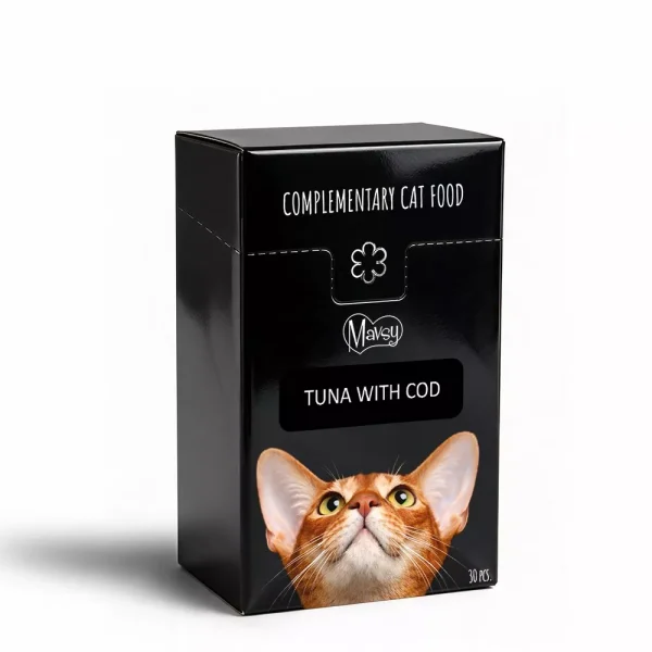 Mavsy — Creamy Treats Tuna with cod, 30x15g/Mavsy, Рідкі кремоподібні ласощі для котів з тунцем та тріскою, 30×15г. Mavsy — Creamy Treats Tuna with cod, 30x15g/Mavsy, Рідкі кремоподібні ласощі для котів з тунцем та тріскою, 30×15г.