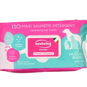 Inodorina Everyday Muschio Bianco — Вологі серветки для всіх типів шерсті тварин з ароматом білого мускусу, 110 шт