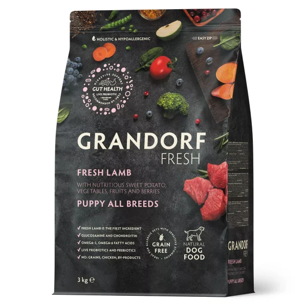 GD FRESH PUPPIES LAMB & SWEET POTATO 3 KG/Грандорф фреш ягня та батат для цуценят усіх порід, 3 кг