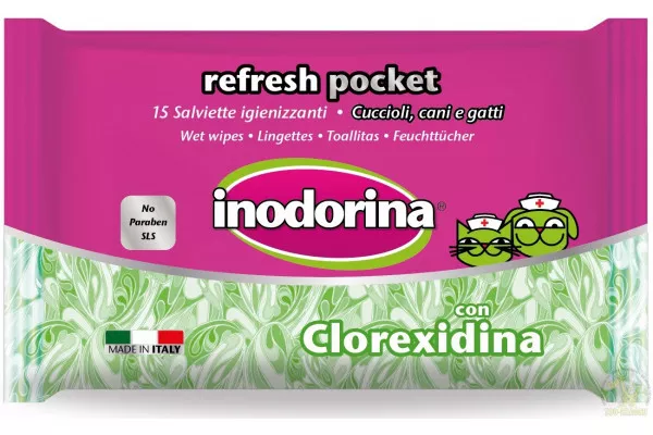 Inodorina Everyday Clorexidina — Вологі серветки для котів та собак з хлоргексидином та морським ароматом, 15 шт Inodorina Everyday Clorexidina — Вологі серветки для котів та собак з хлоргексидином та морським ароматом, 15 шт
