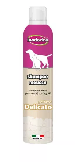 Inodorina Shampoo Mousse Delicato — Шампунь-мус для собак та котів з ніжним ароматом, 300 мл Inodorina Shampoo Mousse Delicato — Шампунь-мус для собак та котів з ніжним ароматом, 300 мл