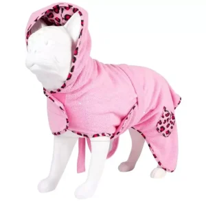 Max & Molly Bath Robe 55cm — Leopard Pink/M — Макс та Молли Халат 55 см — Леопардовый рожевий, розмір M Max & Molly Bath Robe 55cm — Leopard Pink/M — Макс та Молли Халат 55 см — Леопардовый рожевий, розмір M