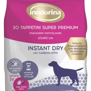 Inodorina Training Pads Instant Dry — Швидкопоглинаючі пелюшки з активованим вугіллям, 60х90 см, 30 шт Inodorina Training Pads Instant Dry — Швидкопоглинаючі пелюшки з активованим вугіллям, 60х90 см, 30 шт