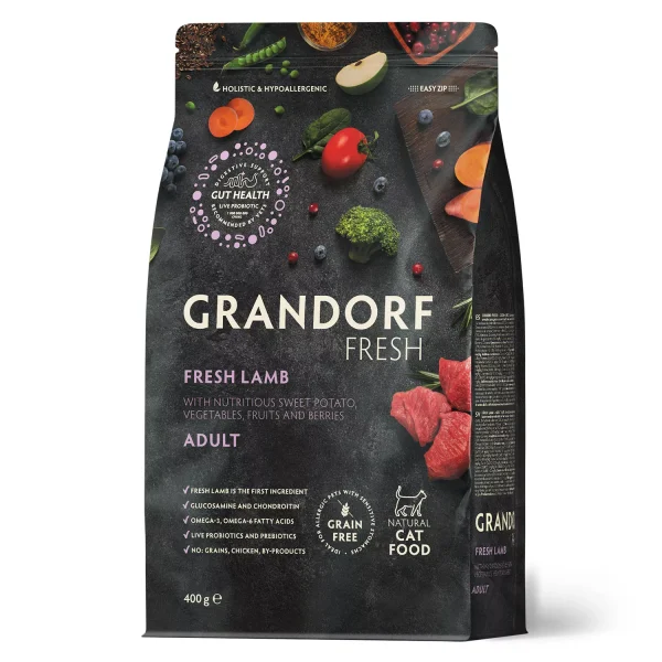 GD FRESH ADULT CAT LAMB & SWEET POTATO 0,4 KG/ Грандорф фреш сухий корм ягня з бататом для дорослих котів, 0,4 кг