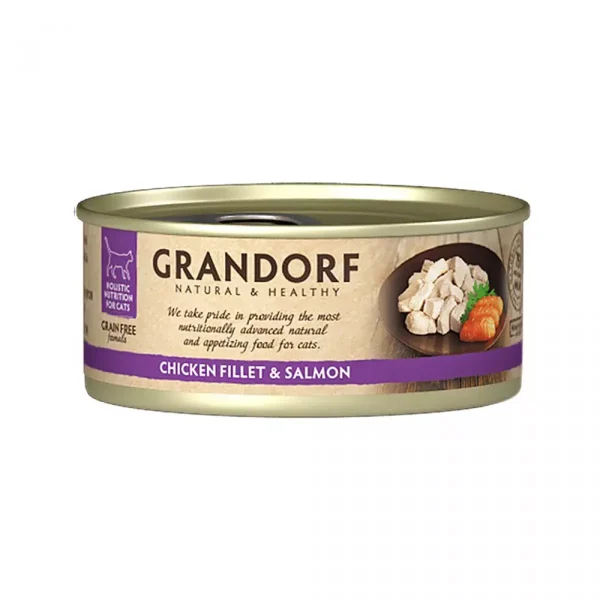 GD-Cat — Chicken Breast & Salmon — 70g/ Grandorf вологий корм для котів,куряча грудка з лососем, 70 г