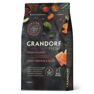GD FRESH ADULT DOG MEDIUM & MAXI SALMON & SWEET POTATO 10 KG/ Грандорф фреш лосось та батат для дорослих собак середніх та великих порід 10 кг GD FRESH ADULT DOG MEDIUM & MAXI SALMON & SWEET POTATO 10 KG/ Грандорф фреш лосось та батат для дорослих собак середніх та великих порід 10 кг