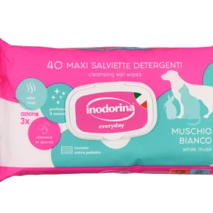 Inodorina Everyday Muschio Bianco — Вологі серветки для всіх типів шерсті тварин з ароматом білого мускусу, 40 шт