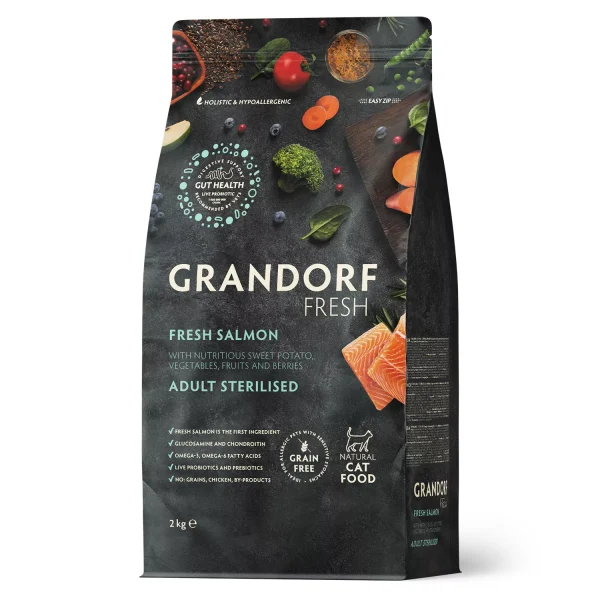 GD FRESH STERIL CAT SALMON & SWEET POTATO 2 KG/ Грандорф фреш лосось та батат для стерилізованих котів, 2 кг GD FRESH STERIL CAT SALMON & SWEET POTATO 2 KG/ Грандорф фреш лосось та батат для стерилізованих котів, 2 кг