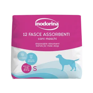 Inodorina Fasce Assorbenti — Гігієнічний абсорбуючий пояс для кобелів з індикатором вологості, S 12 шт Inodorina Fasce Assorbenti — Гігієнічний абсорбуючий пояс для кобелів з індикатором вологості, S 12 шт