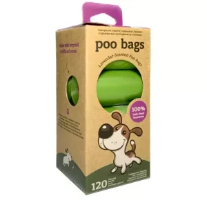 Poo Bags одноразові пакети для прибирання за тваринами з ароматом лаванди в рулонах, 120 шт (8 рулонів по 15 пакетів)