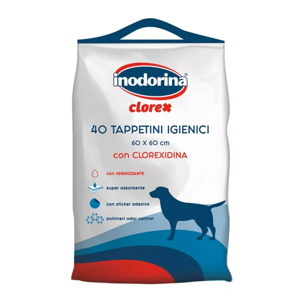 Inodorina Clorex Training Pads — Пелюшки з хлоргекседином, 60х60 см, 40 шт Inodorina Clorex Training Pads — Пелюшки з хлоргекседином, 60х60 см, 40 шт
