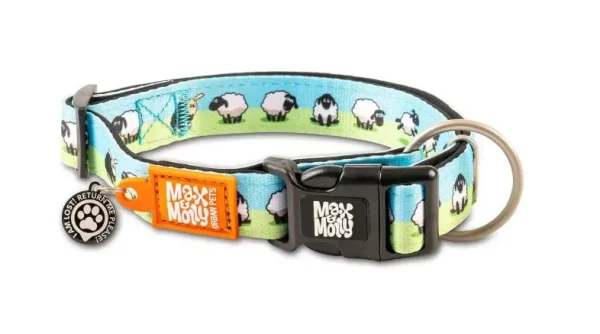 Max & Molly Smart ID Collar Black Sheep/M — Нашийник з принтом овечок