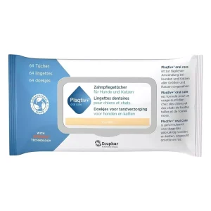 Серветки для догляду за зубами котів та собак Plaqtiv+ Wipes