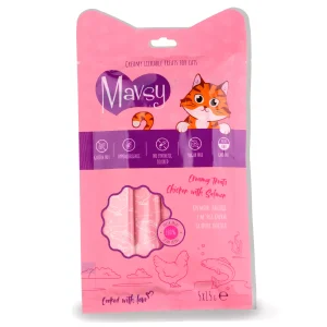 Mavsy-Creamy Treats Chicken with Salmon, 5×15 g / Кремові ласощі для котів з куркою та лососем , 5×15 г Mavsy-Creamy Treats Chicken with Salmon, 5×15 g / Кремові ласощі для котів з куркою та лососем , 5×15 г