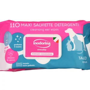 Inodorina Everyday Talco — Вологі серветки для всіх типів шерсті тварин з ароматом тальку, 110 шт