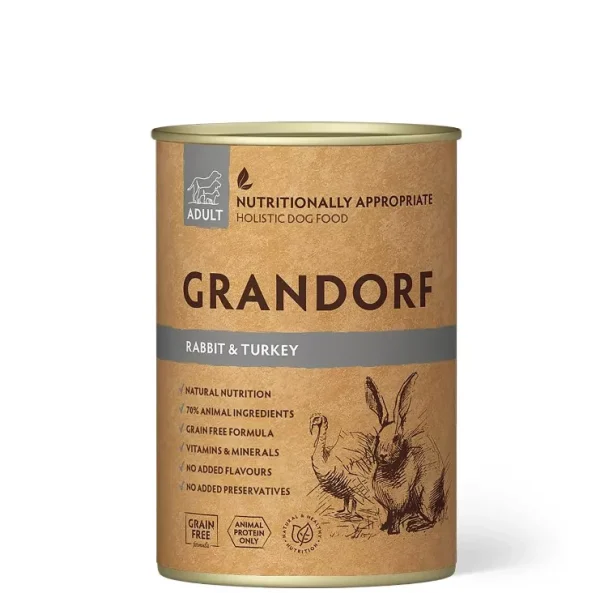 GD-Dog — Rabbit & Turkey — Adult — 400g / Грандорф вологий корм для собак з м’ясом кроля та індичкою 400 г GD-Dog — Rabbit & Turkey — Adult — 400g / Грандорф вологий корм для собак з м’ясом кроля та індичкою 400 г